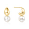 Gold Shell Pearl Dome Hoop Earrings